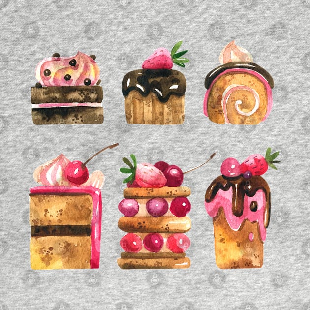 Delicious Watercolor desserts by Mako Design 